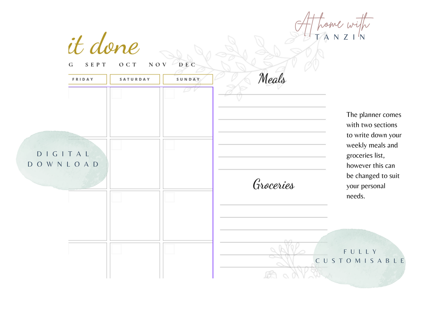 Customisable Family Calendar and Monthly Planner
