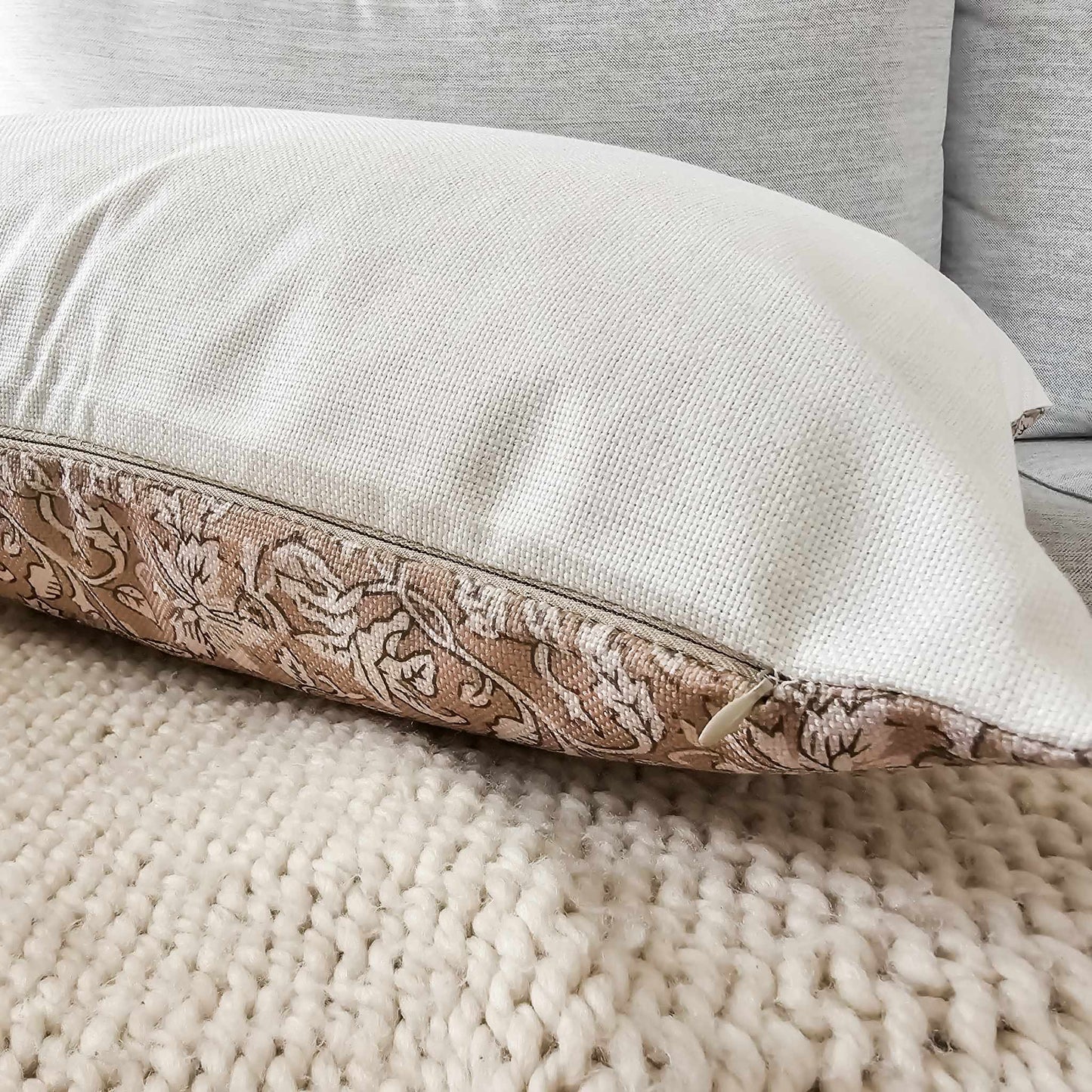 'Aana' Floral Hand Block Cushion Cover